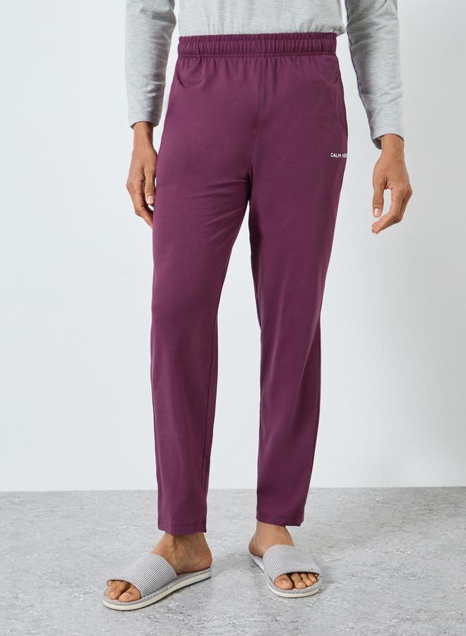 ستايلي طقم بيجاما من تيشيرت بأكمام طويلة بنمط كتل الألوان وبنطال - Image 3